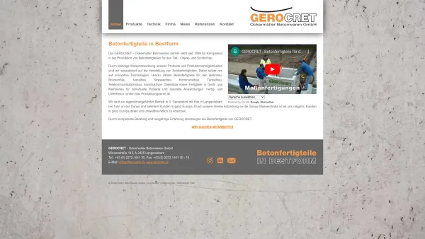 Website Screenshot: GEROCRET Ockermüller Betonwaren GmbH - Betonfertigteile / Gerocret Ockermüller Betonwaren - Date: 2023-06-22 15:11:51