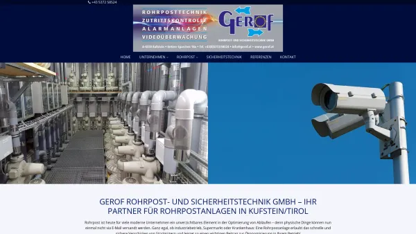 Website Screenshot: Gerof GmbH Rohrpost und Sicherheitstechnik - Rohrpost Tirol - GEROF Rohrpost- & Sicherheitstechnik - Date: 2023-06-22 15:11:51