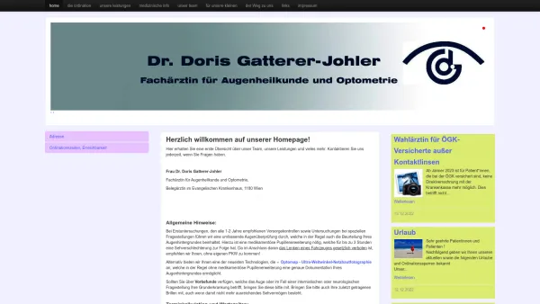 Website Screenshot: Augenpraxis Dr. Doris Gatterer-Johler - home - Date: 2023-06-22 15:01:36