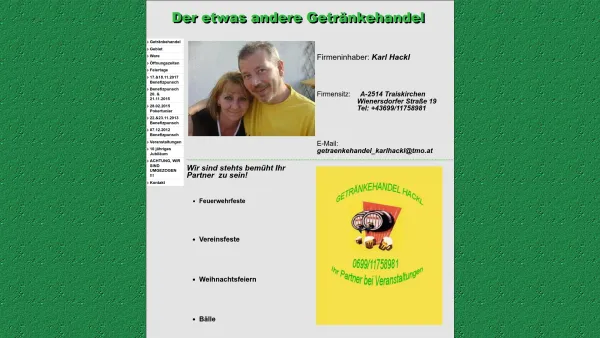 Website Screenshot: Getränkehandel KARL HACKL - Getränkehandel Karl Hackl, Wienersdorfer Straße 19, 2514 Traiskirchen - Date: 2023-06-22 15:01:36