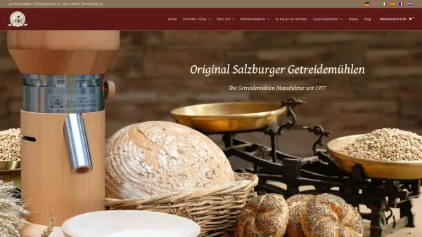 Website Screenshot: Salzburger Getreidemühlen und Mühlenzubehör von AGRISAN Naturprodukte GmbH - Salzburger Getreidemühlen mit Granitmahlstein & Holzmahlkammer - Date: 2023-06-22 15:01:36