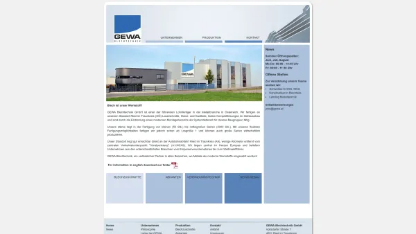 Website Screenshot: GEWA Blechtechnik - GEWA Blechtechnik GmbH - Laserschneiden, Stanzen, Abkanten, Verbindungstechnik, Gehäusebau - Date: 2023-06-15 16:02:34