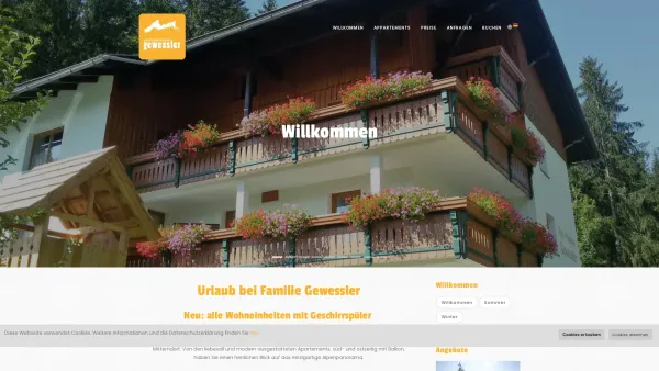 Website Screenshot: Appartement-Pension gewessler - Willkommen - Appartement-Pension Gewessler - Date: 2023-06-22 15:01:36