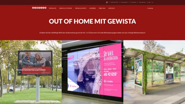 Website Screenshot: Gewista-Werbegesellschaft GEWISTA URBAN MEDIA - Homepage | Gewista - Date: 2023-06-22 15:01:36