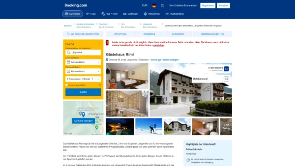 Website Screenshot: Gästehaus Riml - Bed & Breakfast Gästehaus Riml (Österreich Längenfeld) - Booking.com - Date: 2023-06-22 15:13:38