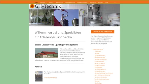 Website Screenshot: GH-Technik Startseite - Wir sind Spezialisten für Anlagen- und Silobau - Date: 2023-06-22 15:13:38