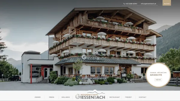 Website Screenshot: Aparthotel Giessenbach - Aparthotel und Restaurant Giessenbach im Zillertal - Date: 2023-06-14 10:40:10
