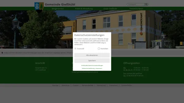 Website Screenshot: Gemeinde GIESSHUEBL - Gießhübl - GEM2GO WEB - Home - Date: 2023-06-22 15:13:38