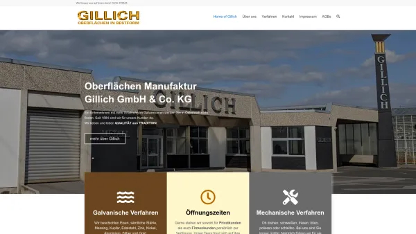 Website Screenshot: Die Gillich - Home - GILLICH Galvanik - Oberflächen in Bestform - Date: 2023-06-22 15:13:38