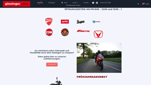 Website Screenshot: Franz Ginzinger Weng motorrad atv/quad auto zubehör technik - Ginzinger Weng | Motorrad | KFZ Händler | Werkstatt | Ducati | Vespa | Onlineshop - Date: 2023-06-22 15:13:38