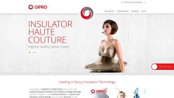 Website Screenshot: GIPRO GmbH - Epoxy Insulator Manufacturer - GIPRO - Quality made in Europe. - Date: 2023-06-22 15:13:38