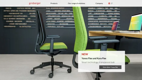 Website Screenshot: girsberger sitting smart - Furniture for office, commercial and residential settings. Since 1889 - Date: 2023-06-22 15:13:38