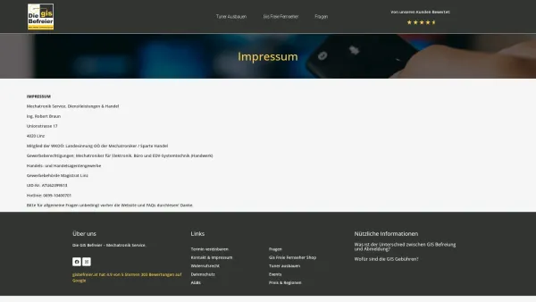 Website Screenshot: Die GIS Befreier - Impressum | Gisbefreier - Date: 2023-06-26 10:26:22