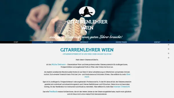 Website Screenshot: Gitarrenlehrer Wien Gitarre lernen vom Profi - Gitarrenlehrer Wien | Gitarrenunterricht | Gitarre Lernen - Date: 2023-06-26 10:26:22