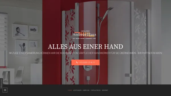 Website Screenshot: Andreas Glanz GesmbH - Installateur in 1220 Wien – Sanitärinstallateur - Date: 2023-06-15 16:02:34