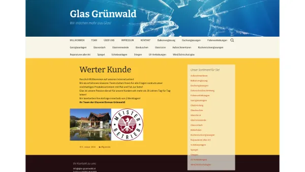 Website Screenshot: Glaserei Grünwald - Glas Grünwald | Wir machen mehr aus Glas! - Date: 2023-06-15 16:02:34