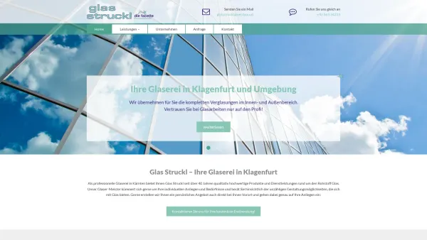 Website Screenshot: Glas Struckl - Glaserei Klagenfurt - Glaserei-Meisterbetrieb Kärnten - Date: 2023-06-15 16:02:34