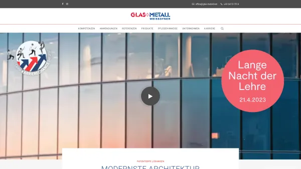 Website Screenshot: Glas+Metall Weissofner GmbH & CoKG - Glas und Metallbau Österreich • Glas+Metall Weissofner - Date: 2023-06-22 15:01:41