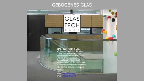 Website Screenshot: Glas-Tech GmbH Glastechnische Beratung-gebogenes index - Gebogenes Glas - Glas-Tech GmbH - Date: 2023-06-22 15:01:41