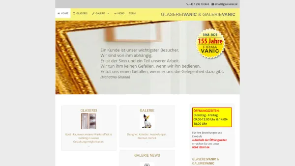 Website Screenshot: Johann Vanic Gesellschaft GLASEREIVANIC GALERIEVANIC - Glaserei und Galerie Vanic, 1210 Wien, Lampe Berger Fachhändler - Date: 2023-06-22 15:01:41