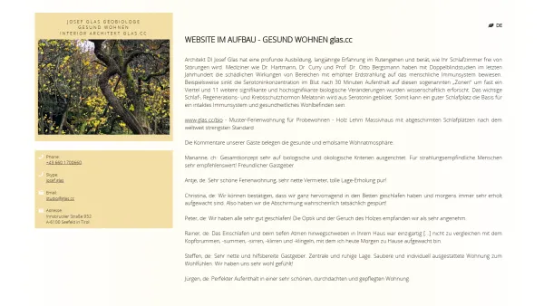 Website Screenshot: Architektur & Design Josef Glas glas.cc - Josef Glas Geobiologe Gesund Wohnen Interior Architekt glas.cc - Date: 2023-06-22 15:01:41