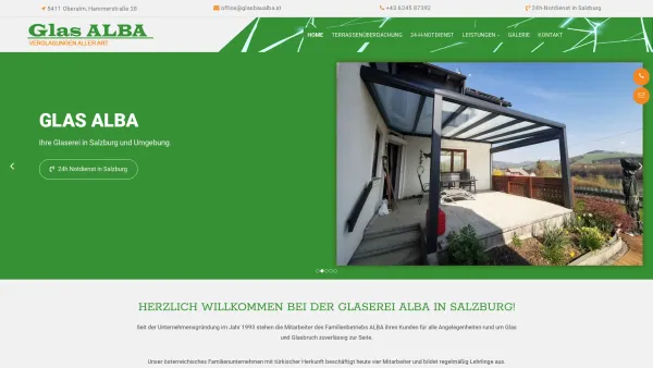 Website Screenshot: GLASEREI ALBA - Ihre Glaserei in Salzburg | Glaserei Alba Inh. Muhammed Fettullah Balcioglu - Date: 2023-06-22 15:01:41