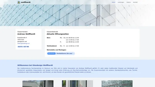 Website Screenshot: Glas Design Wolffhardt - Glasdesign Wolffhardt - Date: 2023-06-22 15:01:41