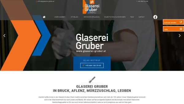 Website Screenshot: Glaserei Gruber Bruck an der Mur - Glaserei in in Bruck an der Mur, Mürzzuschlag, Leoben und Aflenz - Glaserei Gruber GmbH - Date: 2023-06-22 15:01:41