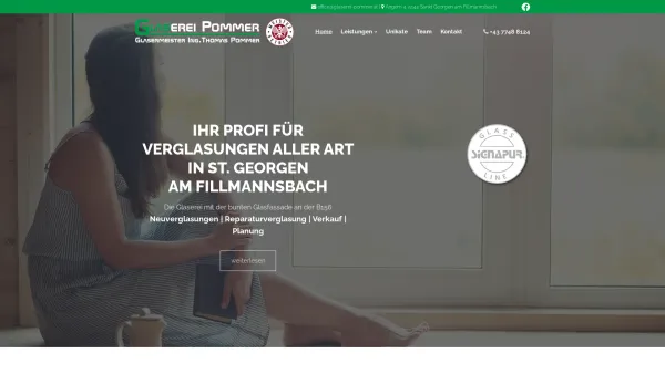 Website Screenshot: Gerhard Pommer
Glaserei - Ihre Glaserei für Oberösterreich - Pommer - Date: 2023-06-22 15:01:41