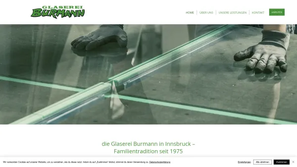 Website Screenshot: Glaserei ServControl Diese Seite befindet sich Aufbau - Glaserei Burmann | Innsbruck - Date: 2023-06-22 15:01:41