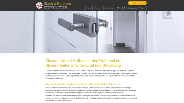 Website Screenshot: Glaserei Hofbauer - Glaser Hofbauer - Glaserarbeiten in Schwechat und Umgebung - Date: 2023-06-22 15:01:41