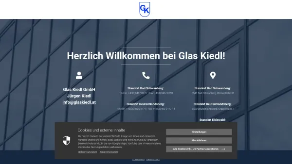 Website Screenshot: Glas Kiedl Ges. m. b. H. - Home - Glas Kiedl - Date: 2023-06-14 10:40:12