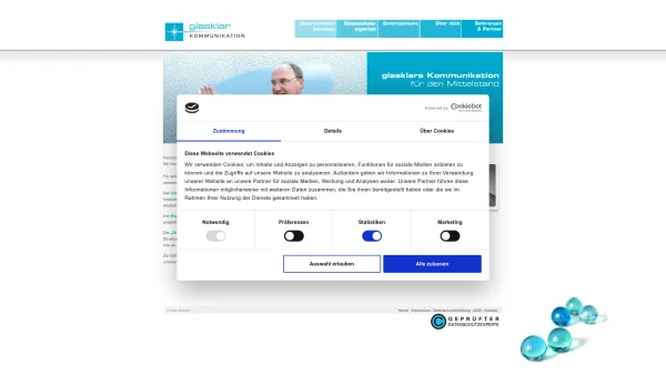 Website Screenshot: glasklar-kommunikation, Unternehmensberatung für Marketing Karl Glaser - glasklar Kommunikation - Date: 2023-06-22 15:01:41