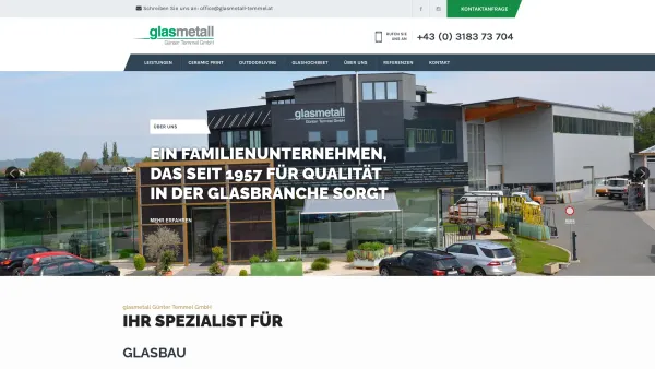 Website Screenshot: glasmetall TEMMEL - glasmetall Temmel - Glas, Metall, Alu. Bei uns bekommen Sie alles aus einer Hand - GLASMETALL Günter Temmel GmbH - Date: 2023-06-15 16:02:34