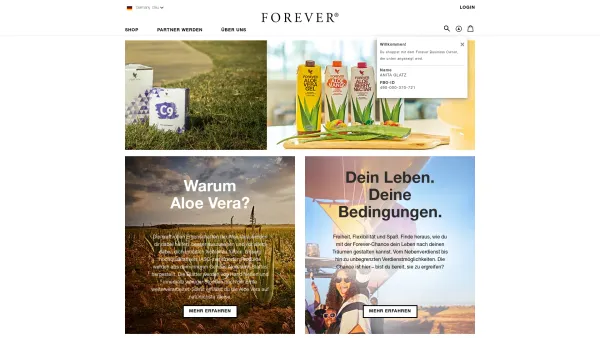 Website Screenshot: Aloe Vera Anita und Peter Glatz - Forever Living Products - Date: 2023-06-22 15:13:38