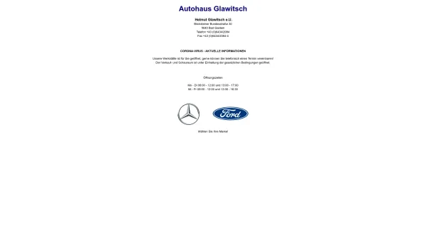 Website Screenshot: Franz Glawitsch KG - Autohaus Glawitsch - Helmut Glawitsch e.U. - Ford - Mercedes-Benz - Date: 2023-06-22 15:11:56