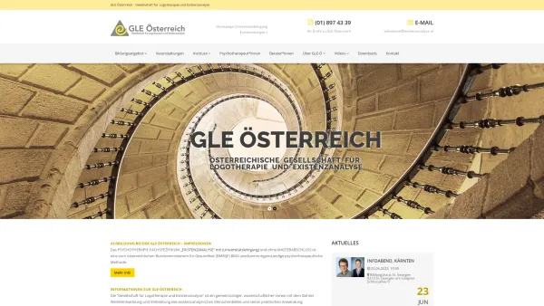 Website Screenshot: GLE Gesellschaft für Logotherapie und Existenzanalyse Österreich - GLE Österreich - Date: 2023-06-22 15:11:56