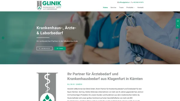Website Screenshot: Glinik GmbH - Krankenhaus-, Ärzte- und Laborbedarf - Ärzte- & Krankenhausbedarf in Klagenfurt in Kärnten - Glinik GmbH Krankenhaus-, Ärzte- & Laborbedarf - Date: 2023-06-15 16:02:34