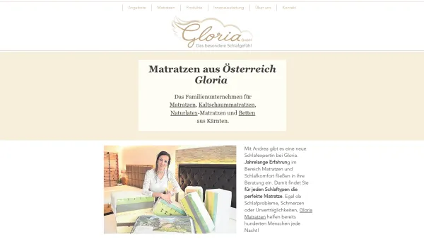 Website Screenshot: Gloria GmbH - Matratzen & Betten aus Kärnten | Gloriaschlaf - Date: 2023-06-26 10:26:22