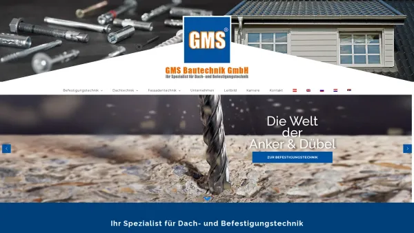 Website Screenshot: GMS Bautechnik GmbH - Home - GMS-Bautechnik - Dach- und Befestigungssysteme - Kärnten, Österreich. - Date: 2023-06-15 16:02:34