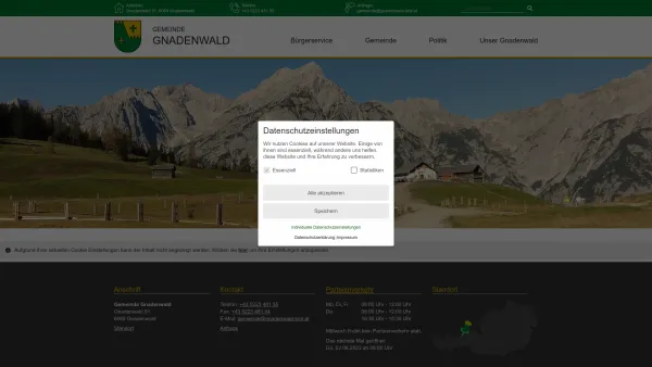 Website Screenshot: Gemeindeamt Gnadenwald RiS-Kommunal - Gnadenwald - Startseite - Date: 2023-06-22 15:01:45