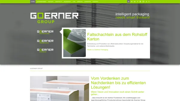 Website Screenshot: W. Goerner Kartonagen Gesellschaft Goerner Kartonagen - Goerner Group - intelligent packaging needs smart thinkers! - Date: 2023-06-22 15:01:45