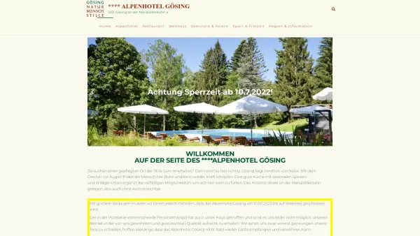 Website Screenshot: Alpenhotel Gösing - **** Alpenhotel Gösing – 3221 Gösing an der Mariazellerbahn 4 - Date: 2023-06-22 15:01:45