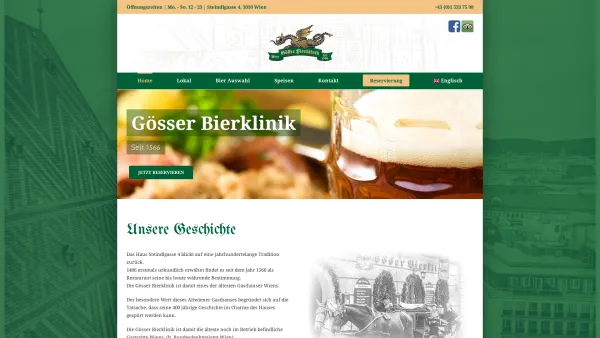 Website Screenshot: Hieronymus Gösser Bierklinik Bierkultur und Küche mit Tradition Herzen von Wien - Home - Gösser Bierklinik - Date: 2023-06-22 15:01:45