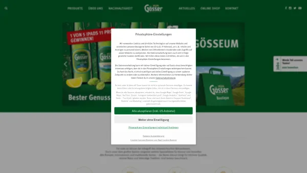 Website Screenshot: Brau Union Österreich AG Brauerei Göss - Gut. Besser. Gösser. | Gösser - Date: 2023-06-15 16:02:34