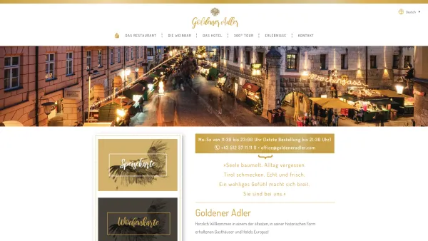 Website Screenshot: Hotel Restaurant Goldener Adler der Altstadt von Innsbruck - Restaurant Goldener Adler Innsbruck Altstadt - Date: 2023-06-22 15:11:57