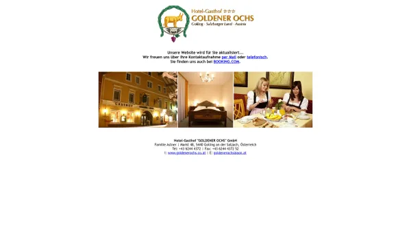 Website Screenshot: Gasthof Hotel Goldener Ochs*** - Goldener Ochs | Hotel, Gasthof, Golling, Salzburg, Familie Astner, Zimmer, Urlaub, Golling - Date: 2023-06-22 15:11:57
