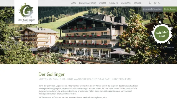 Website Screenshot: Hotel Gollingerhof - Hotel in Saalbach Hinterglemm, Hotel im Glemmtal : Der Gollinger, Saalbach Hinterglemm - Date: 2023-06-22 15:21:08