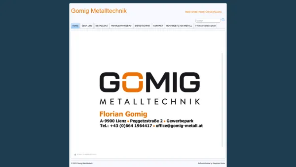 Website Screenshot: Gomig Metall-und Biegetechnik - Gomig Metalltechnik – Meisterbetrieb für Metallbau - Date: 2023-06-22 15:21:08