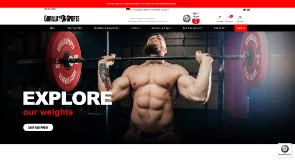 Website Screenshot: Gorilla Sports Österreich GmbH - Online Shop für Bodybuilding & Fitness | Gorilla Sports - Date: 2023-06-22 15:01:48